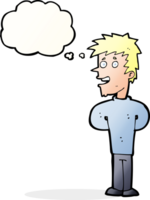 cartoon happy man with thought bubble png