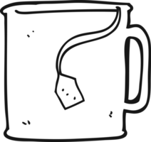 drawn black and white cartoon mug of tea png