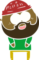 homme barbu de dessin animé de style plat couleur png