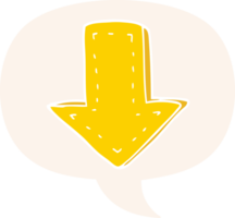 cartoon pointing arrow with speech bubble in retro style png