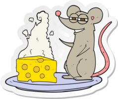 klistermärke av en tecknad mus med ost png