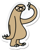 sticker of a quirky hand drawn cartoon sloth png