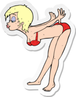 sticker van een tekenfilm pin omhoog meisje in bikini png