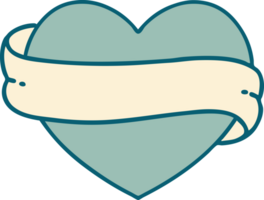 iconic tattoo style image of a heart and banner png