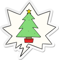 dessin animé Noël arbre avec discours bulle autocollant png