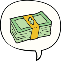 cartoon stack of cash with speech bubble png