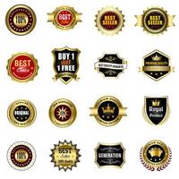 Set of Quality Badges and Labels Design Elements. Golden badge labels and laurel retro vintage collection. Emblem premium luxury logo in retro style template badges collection. vector