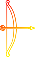 warm gradient line drawing of a cartoon bow and arrow png