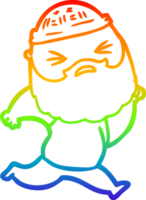 arco iris degradado línea dibujo de un dibujos animados hombre con barba png