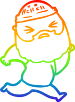 rainbow gradient line drawing of a cartoon man with beard png