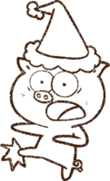 Christmas Pig Charcoal Drawing png