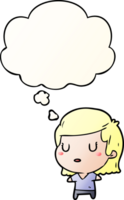 cartoon woman with thought bubble in smooth gradient style png