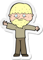 sticker of a cartoon happy man with beard png