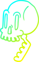 cold gradient line drawing of a cartoon green skull png