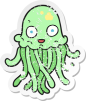 retro distressed sticker of a cartoon octopus png