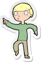 sticker of a cartoon boy pointing png