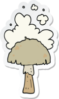 sticker of a cartoon mushroom with spore cloud png