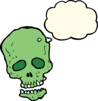 cartoon skull with thought bubble png