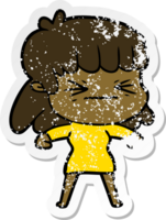 adesivo angustiado de uma garota irritada de desenho animado png