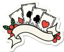 sticker of tattoo in traditional style of cards and banner png