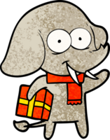 happy cartoon elephant with present png