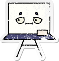 distressed sticker of a cute cartoon white board png