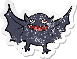 pegatina retro angustiada de un murciélago vampiro de dibujos animados png