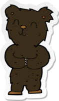 sticker of a cartoon happy little black bear png