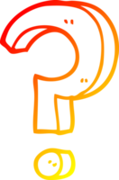 warm gradient line drawing of a cartoon question mark png