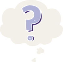 cartoon question mark with thought bubble in retro style png