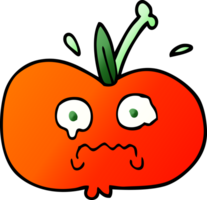 png gradient illustration cartoon of a sad apple
