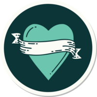 sticker of tattoo in traditional style of a heart and banner png