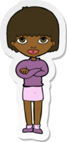 sticker of a cartoon woman with folded arms png