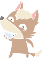 flat color style cartoon hungry wolf png