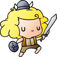 gradiente desenho animado ilustração kawaii fofa viking criança png