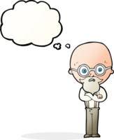 cartoon annoyed old man with thought bubble png