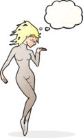 cartoon future space woman with thought bubble png