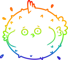 rainbow gradient line drawing of a cartoon puffer fish png