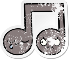 distressed sticker of a cute cartoon musical note png