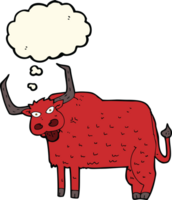 cartoon hairy cow with thought bubble png