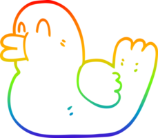 rainbow gradient line drawing of a cartoon rubber duck png