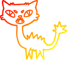 warm gradient line drawing of a cartoon halloween black cat png