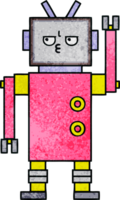 rétro grunge texture dessin animé de une robot png