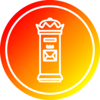 British postbox circular icon with warm gradient finish png