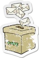 retro distressed sticker of a cartoon ballot box png