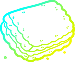 cold gradient line drawing of a cartoon biscuit png