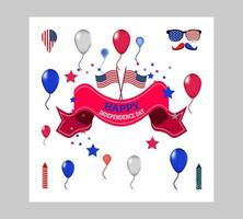 happy independence day card with balloons and stars vector