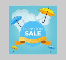 monsoon season sale banner vector