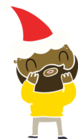 Hand gezeichnet eben Farbe Illustration von ein bärtig Mann tragen Santa Hut png