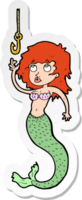 sticker of a cartoon mermaid and hook png